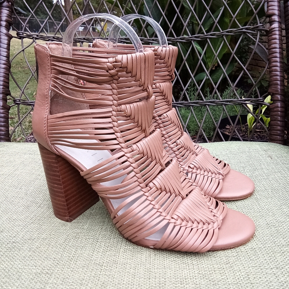 1. State Kenton Woven Leather Stacked Block Heel Sandal.